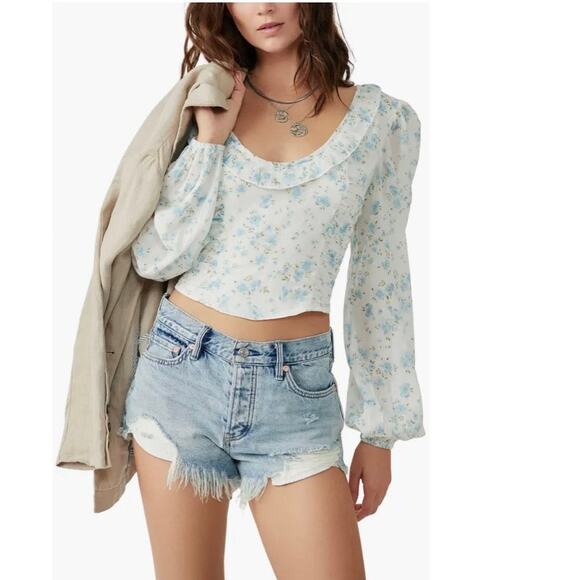 NWT FREE PEOPLE ANOTHER LIFE PRINT CROP TOP WOMEN'S SIZE MEDIUM - Picture 2 of 5